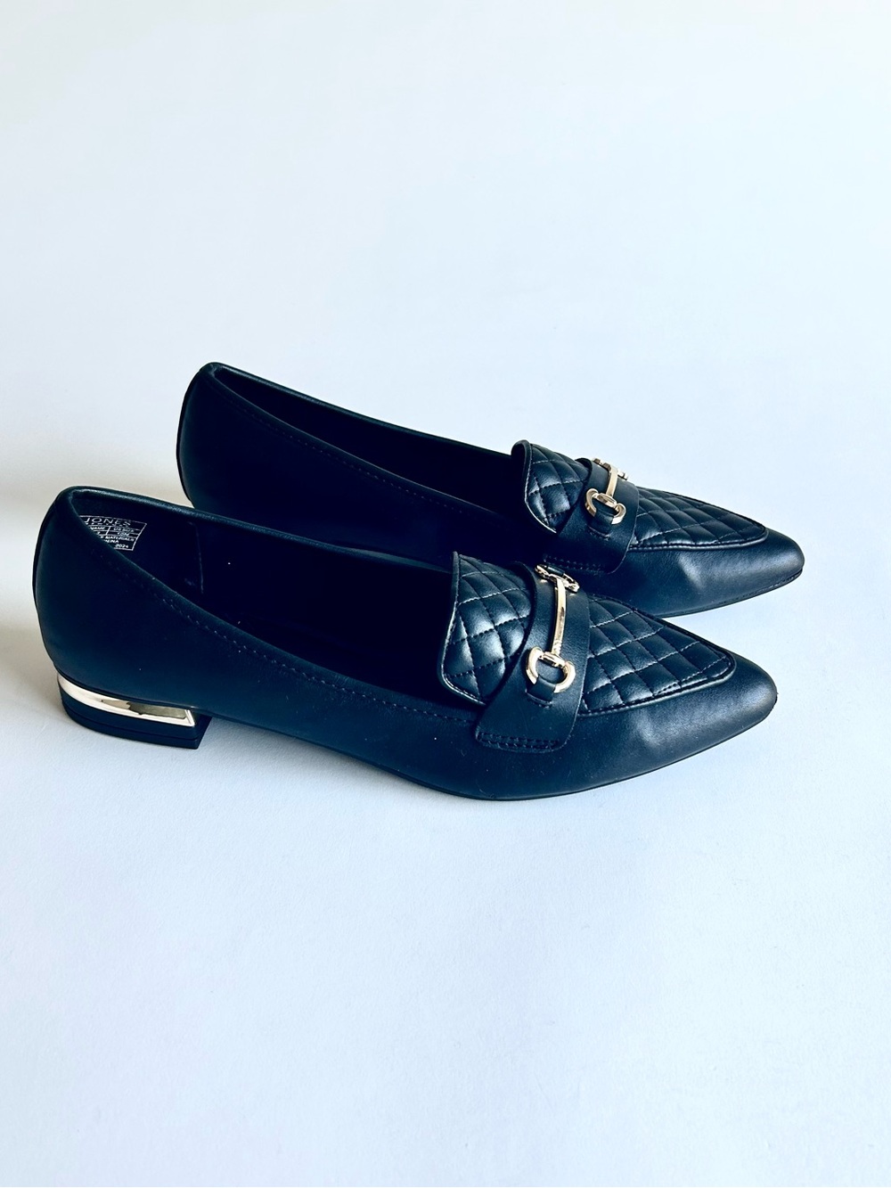 Jones New York Black Man Made Leather Point Toe Rubber Outsole Loafers size 10